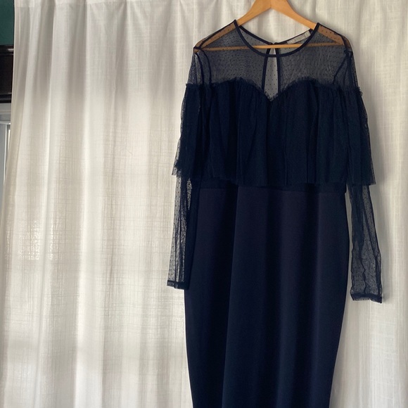 ASOS Curve Dresses & Skirts - ASOS Navy blue sheer top dress.